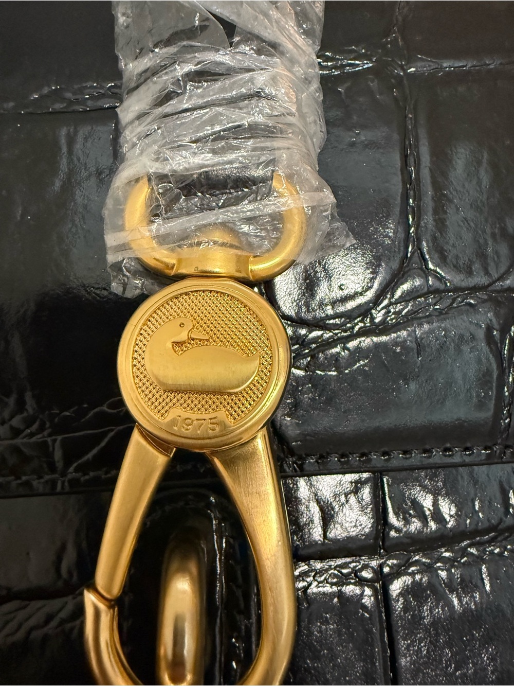 Dooney & Bourke Black Croc-Embossed Top Handle Claire Satchel with Gold Hardware - Picture 10 of 10